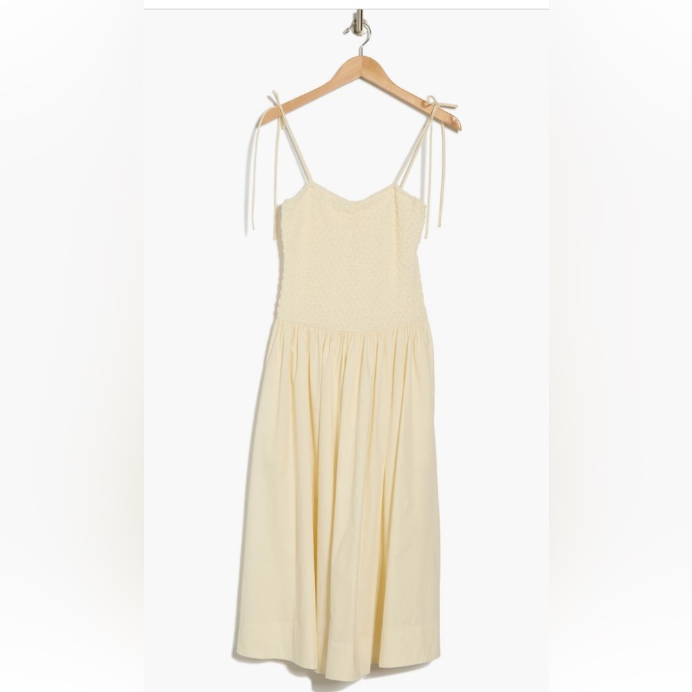 NWT Lush Cream Tied Strap Drop Waist Midi Dress
